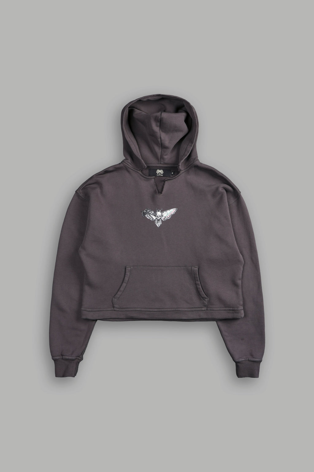 Everlasting Moth "Dempsey" (Cropped) Hoodie in Wolf Gray — imagem 3