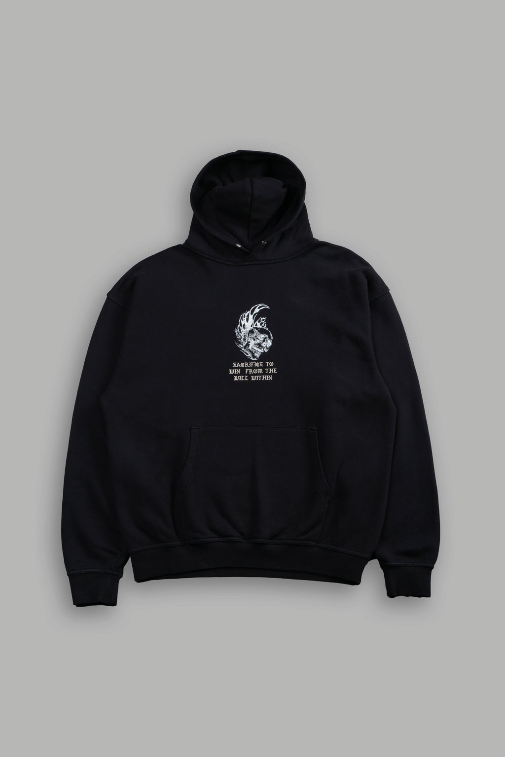 Flame Skull Pierce Hoodie in Black — imagem 3