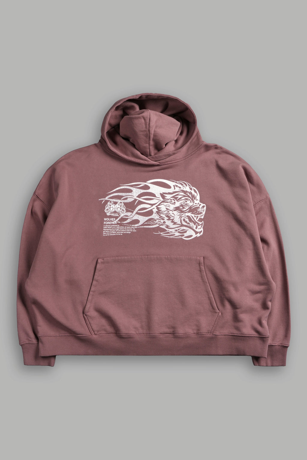 Wolf of the Flame Grunge "Gage Box Cut" Hoodie in Mauve — imagem 1