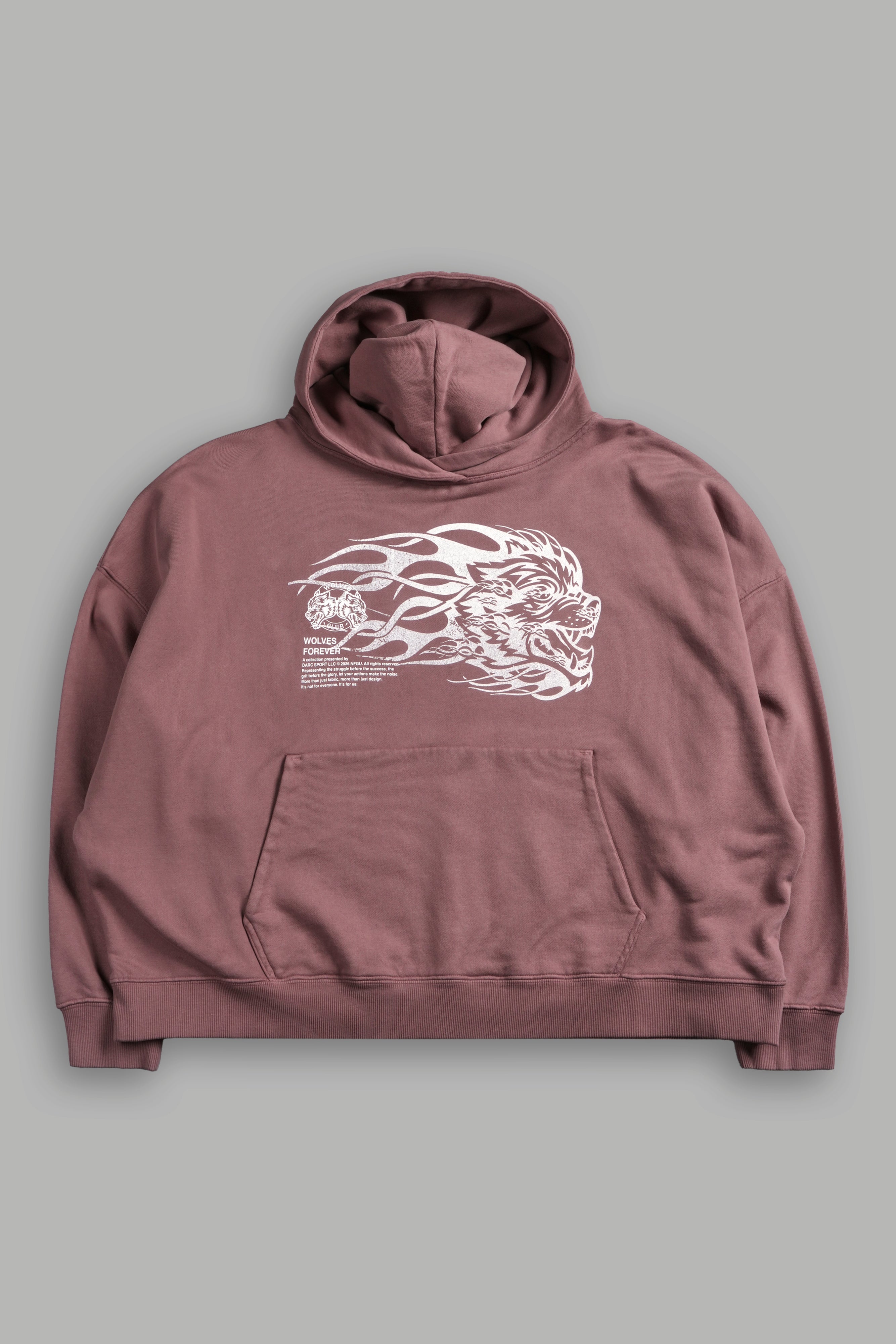 Wolf of the Flame Grunge "Gage Box Cut" Hoodie in Mauve — imagem 1
