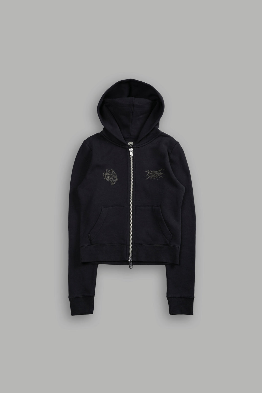 Moth Kanji "Iris" Zip Up Hoodie in Black — imagem 3