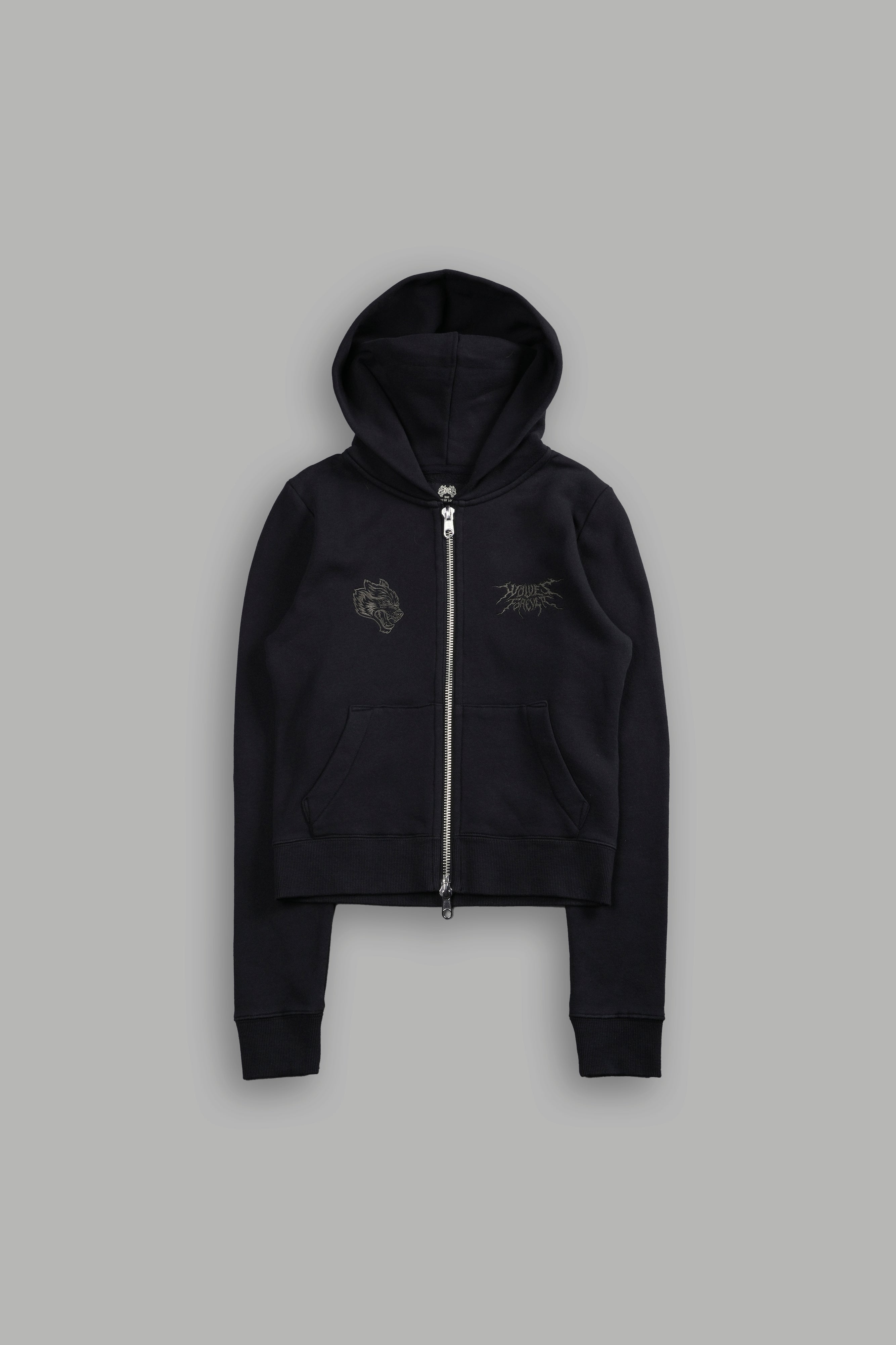 Moth Kanji "Iris" Zip Up Hoodie in Black — imagem 3