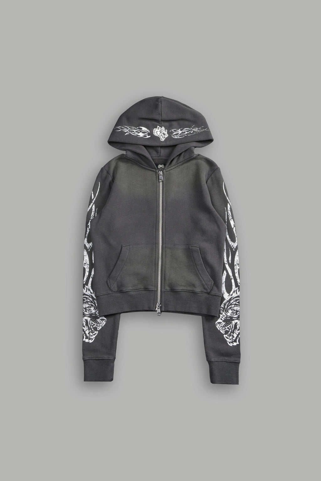 Finite Flame "Iris" Zip Up She Hoodie in Wolf Gray Drift Wash — imagem 2