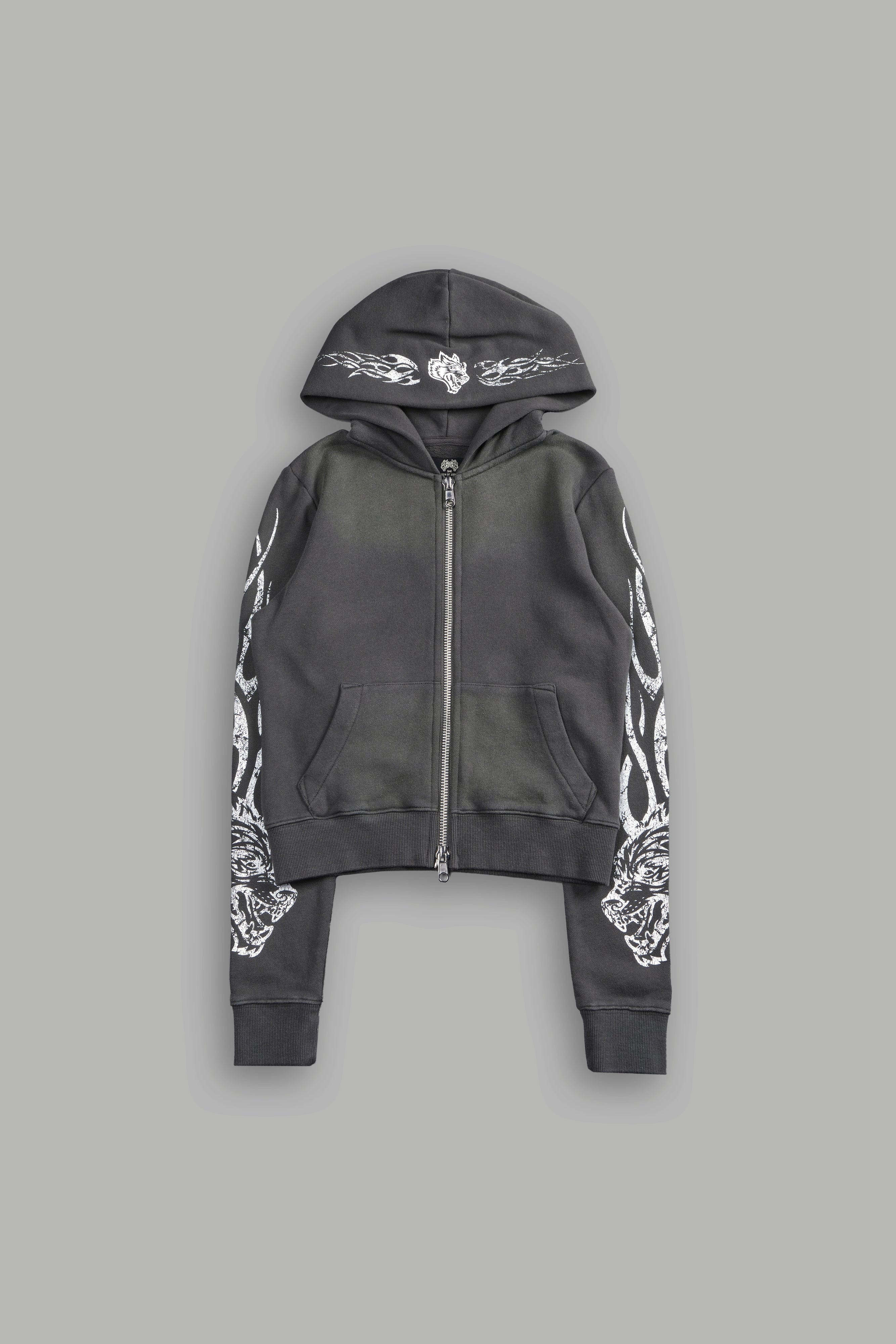 Finite Flame "Iris" Zip Up She Hoodie in Wolf Gray Drift Wash — imagem 2
