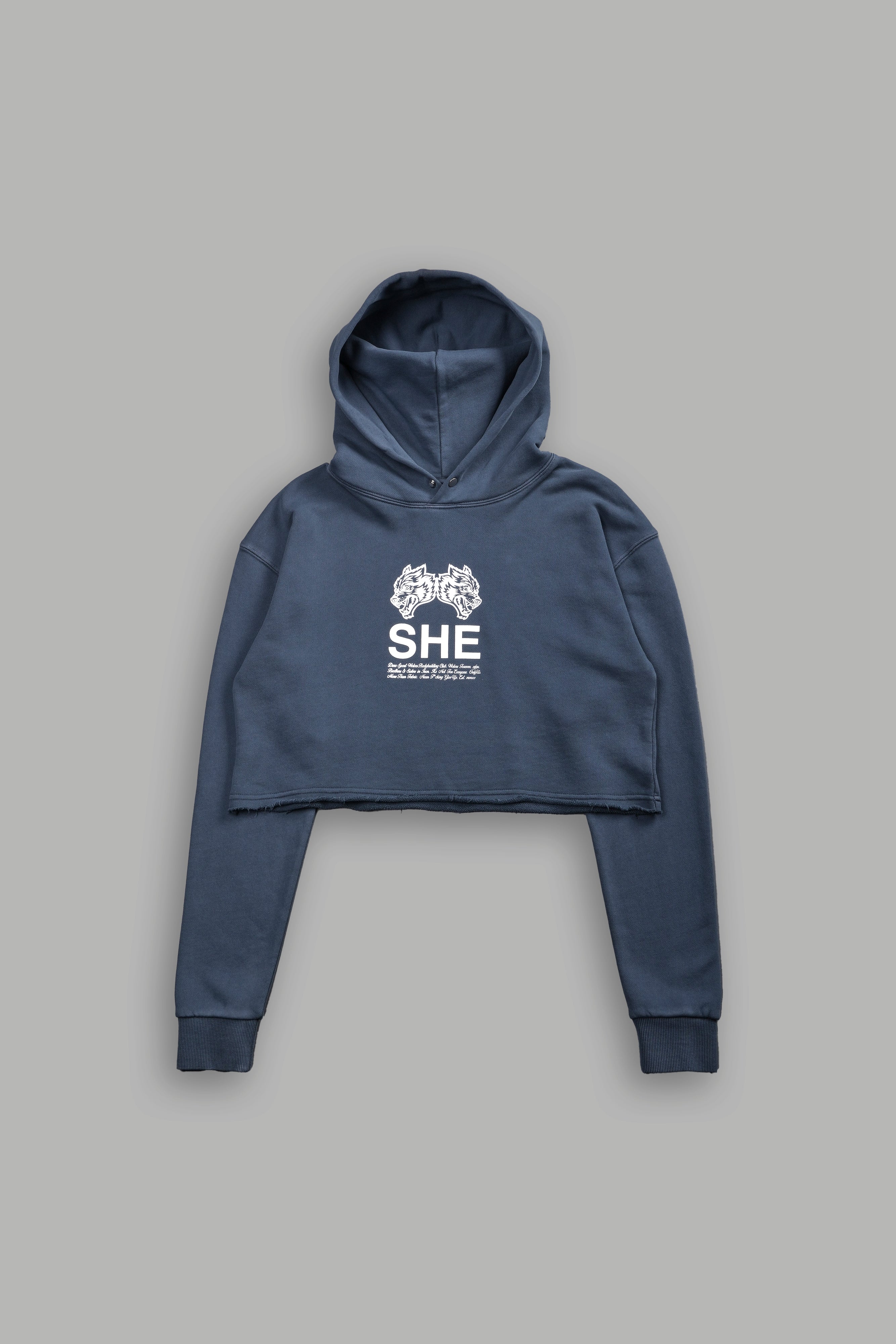 Gritty "Pierce" (Cropped) Hoodie in Darc Blue — imagem 5