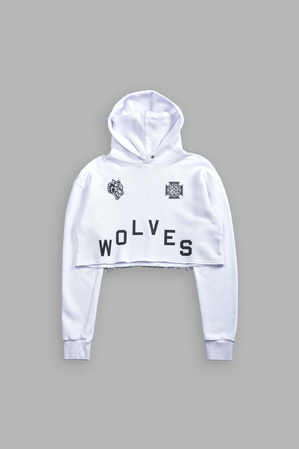 Wolf Pyramid "Pierce" Cropped Hoodie in White — imagem 4