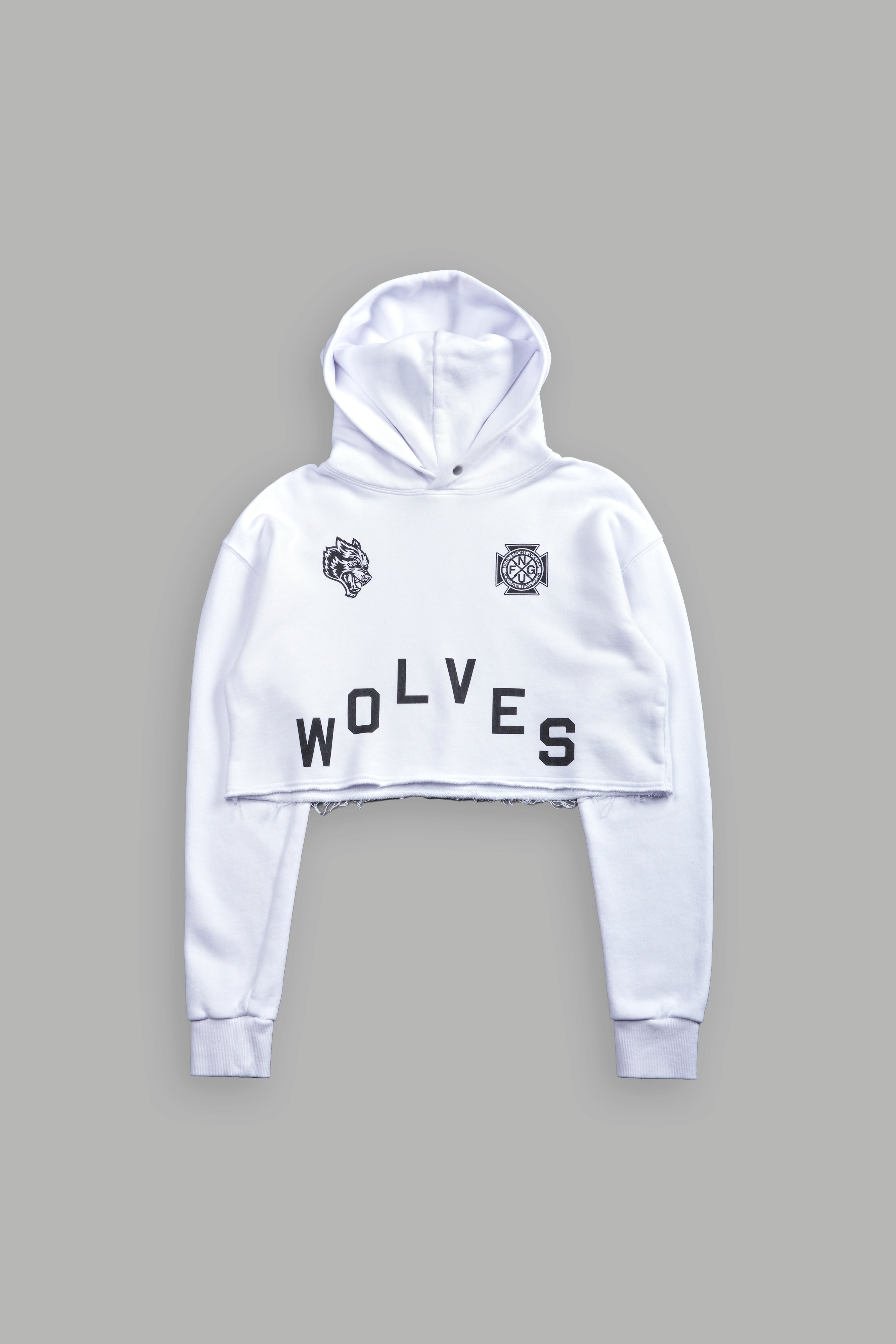 Wolf Pyramid "Pierce" Cropped Hoodie in White — imagem 4
