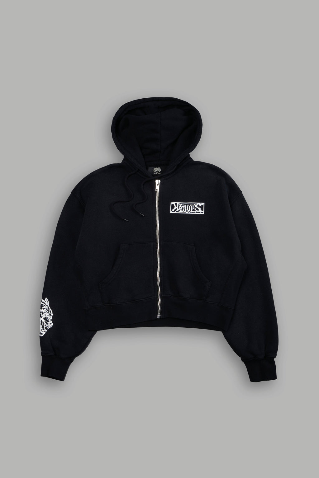 Midnight Wolves "Sage" Cropped Zip Hoodie in Black Drift Wash — imagem 8