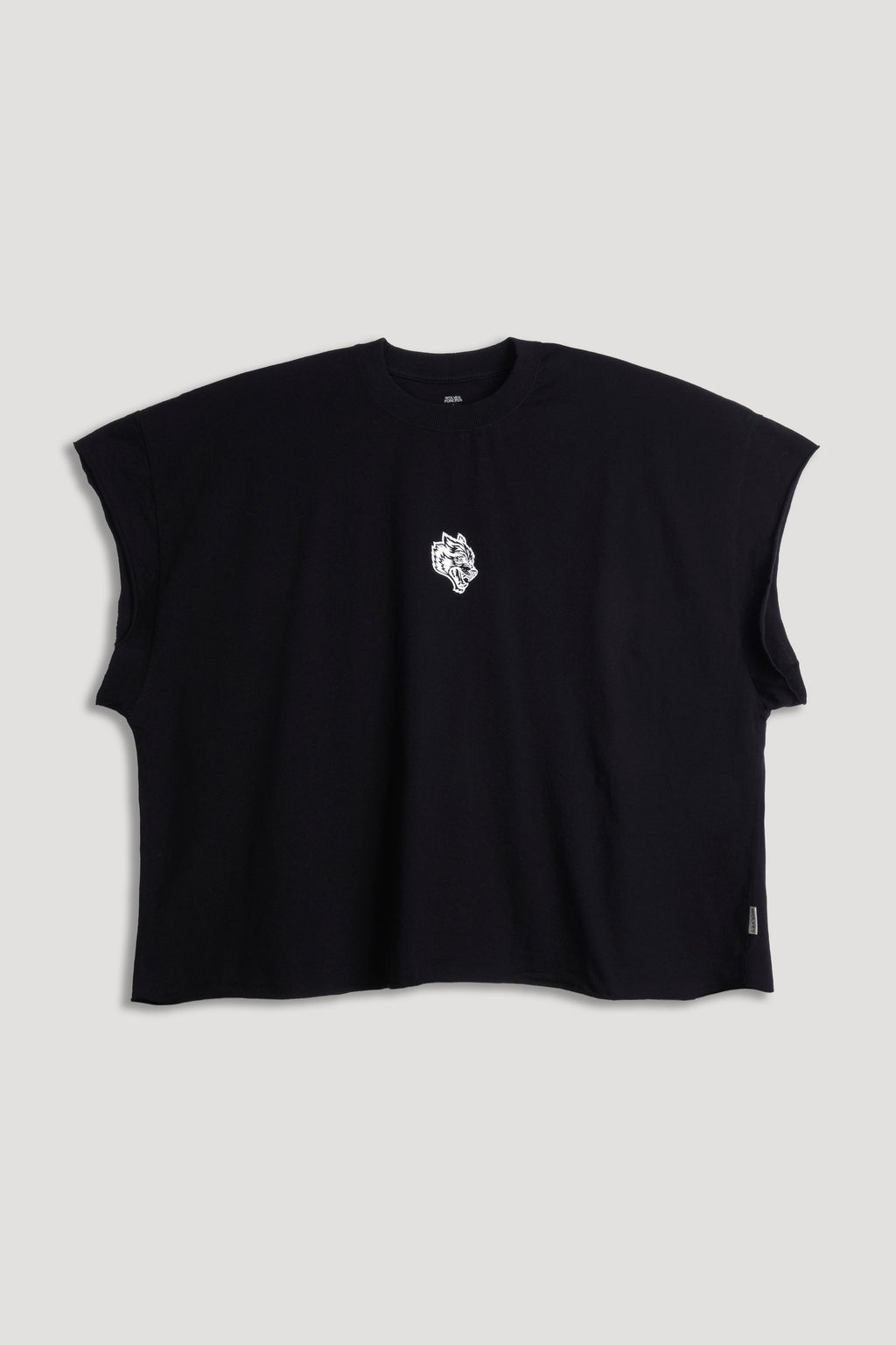 Wolf Head Grunge Cut-Off Tee in Black — imagem 6