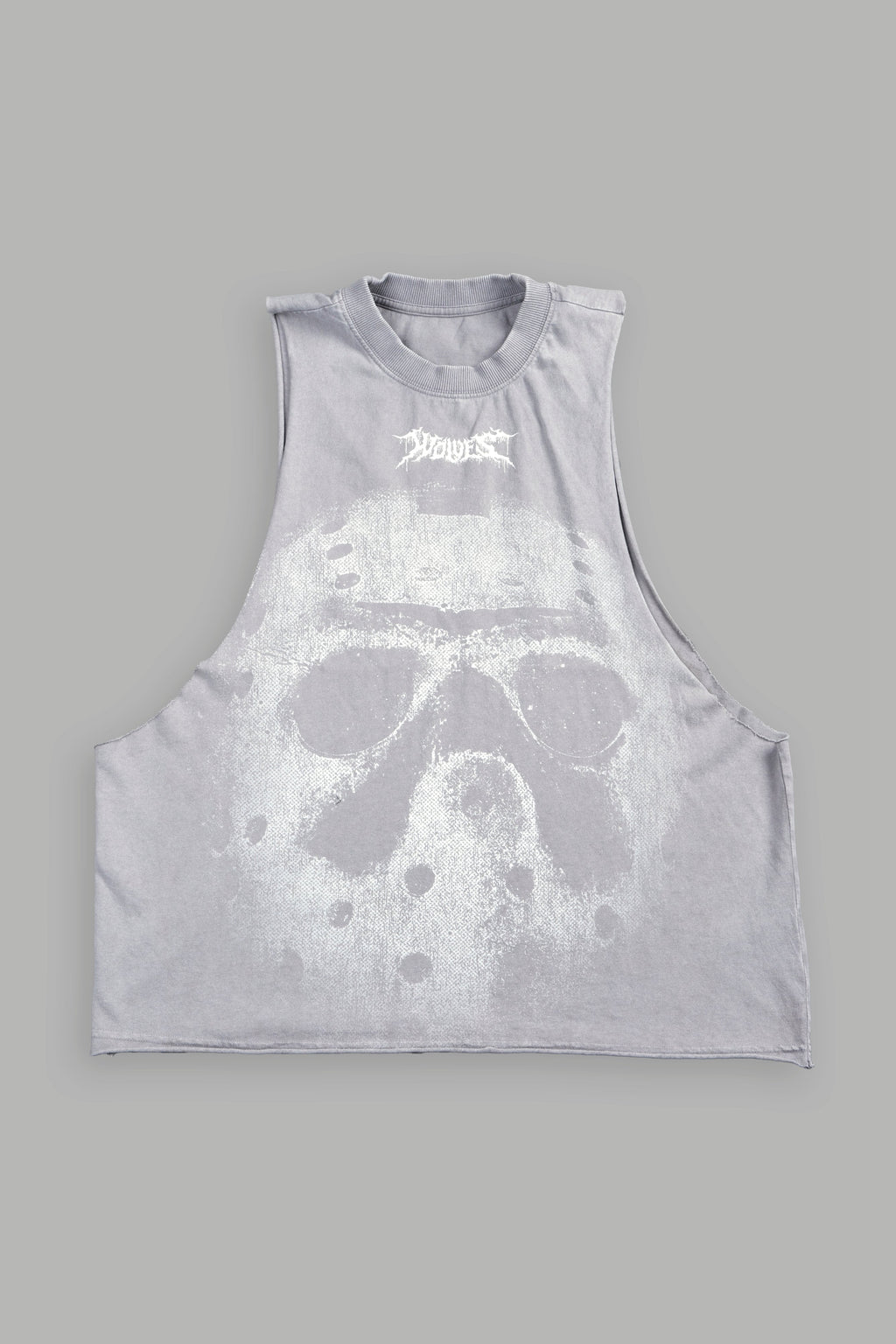 Jason Forever Grunge Raw Hem Box Cut Tommy Muscle Tee In Dove Gray