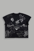 Homage To La Grunge Mid Length Raw Hem Cap Sleeve Tee in Black — imagem 1