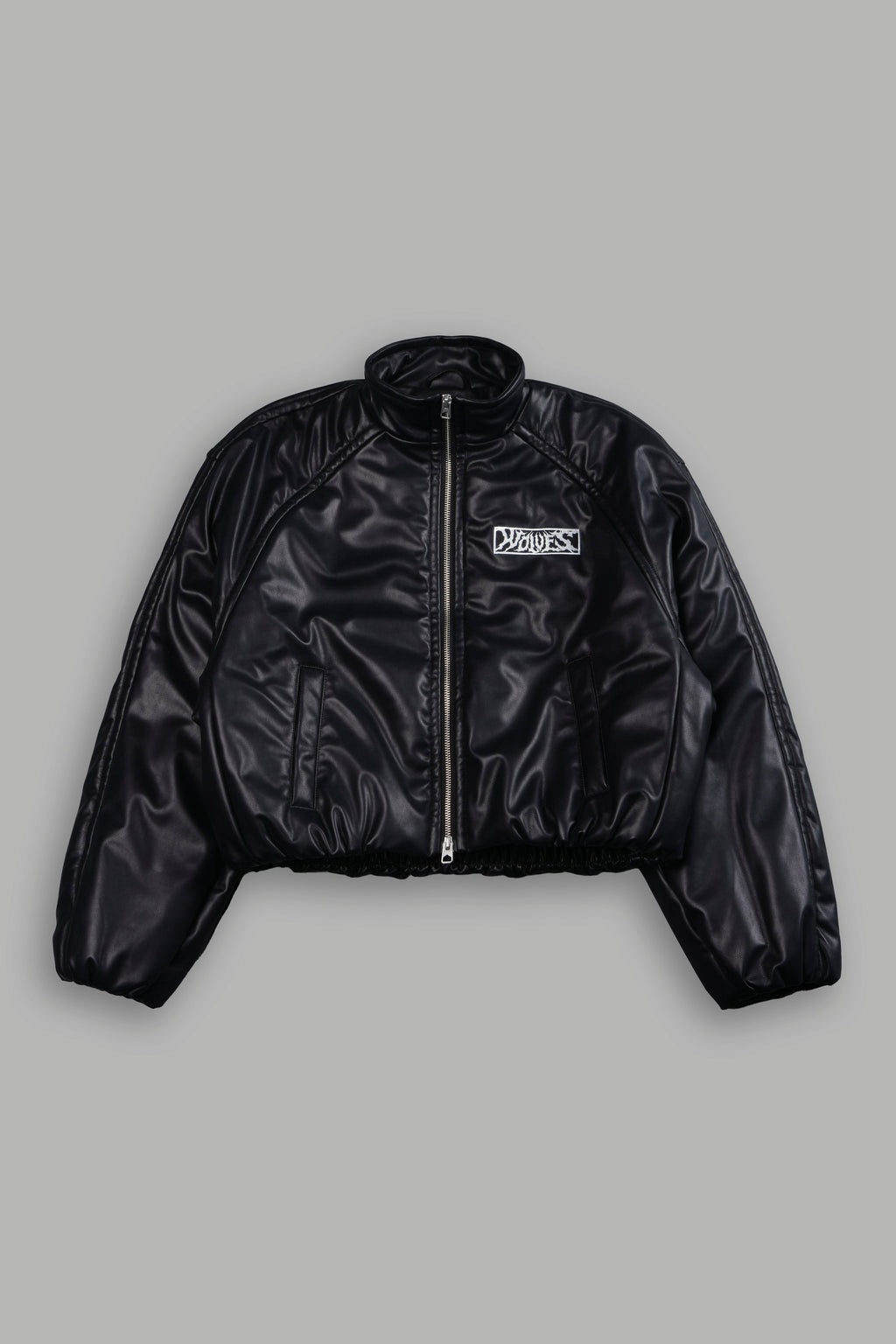 Midnight Wolves Sofia Faux Leather Bomber Jacket in Black — imagem 7