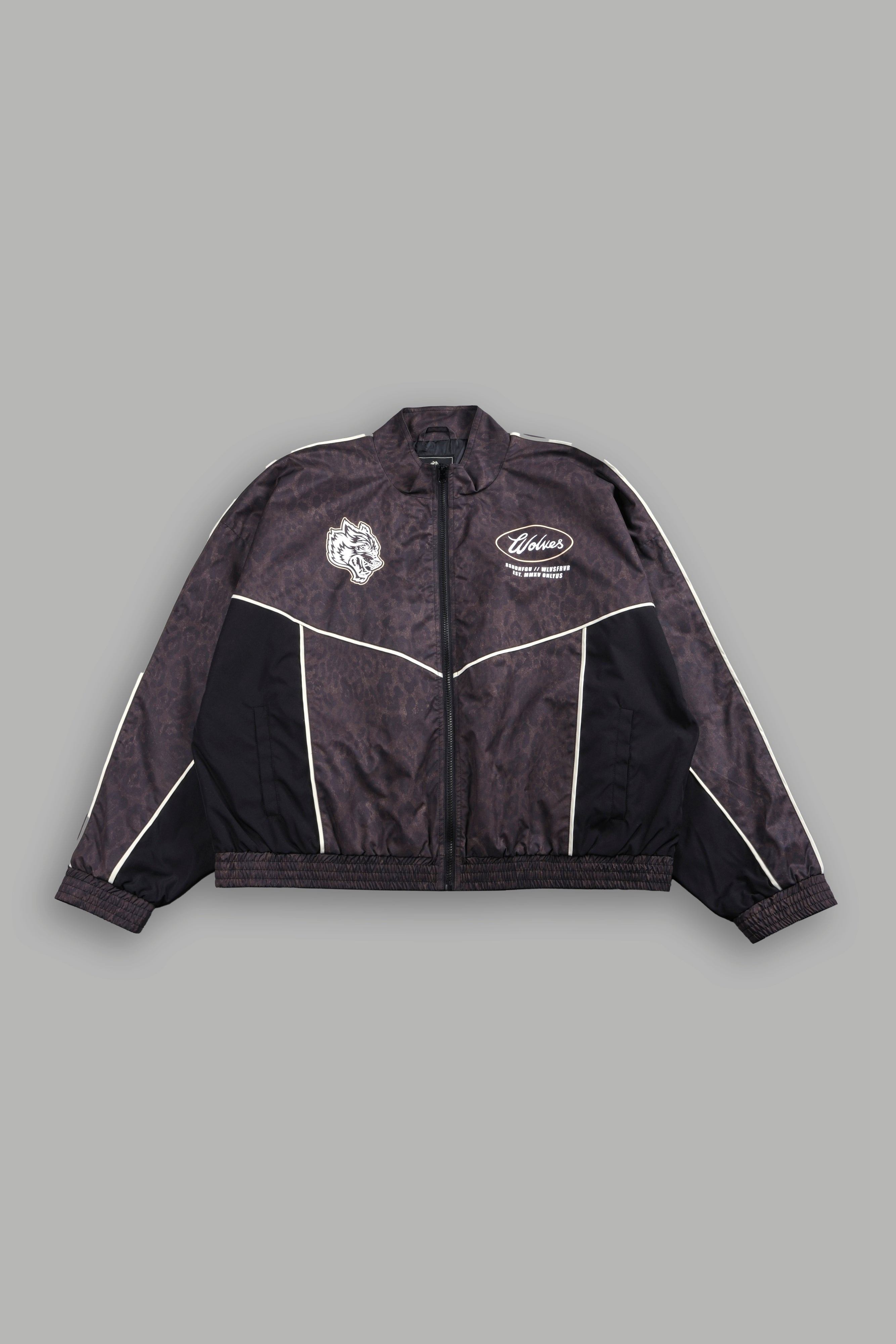 Wolves Energy Frvr Quinn Track Jacket in Darc Brown Leopard