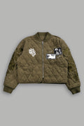 Sacred Wolves Boxy Darco Quilted Jacket in Olive - imagem 1