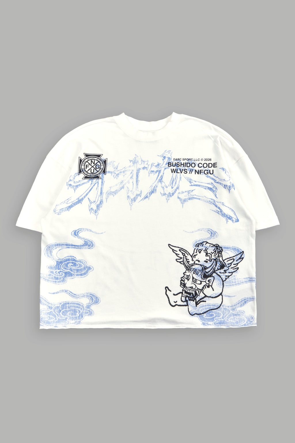 Gates Inferno Premium Raw Hem Box Cut Tee in Cream — imagem 3