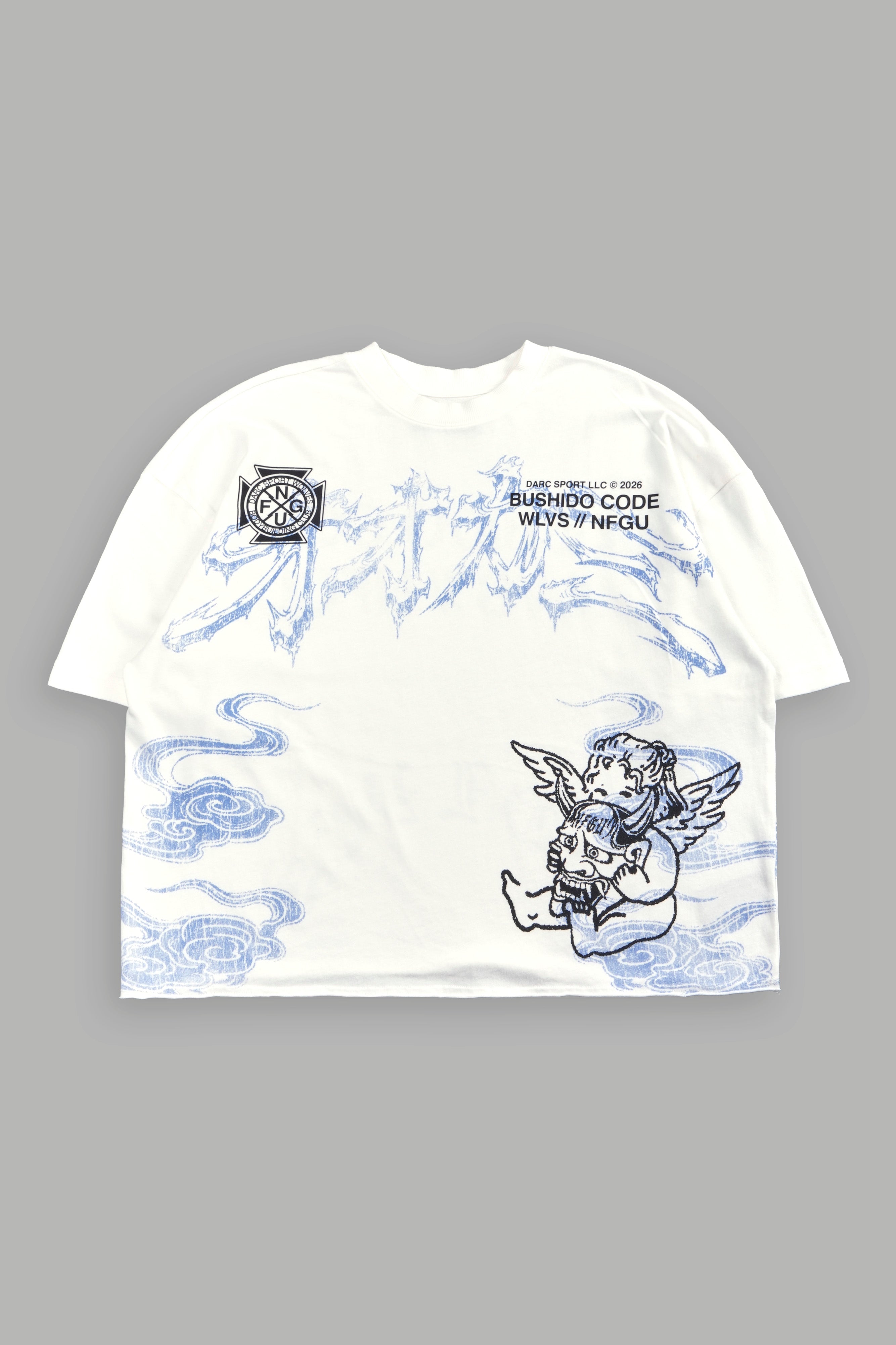 Gates Inferno Premium Raw Hem Box Cut Tee in Cream — imagem 3