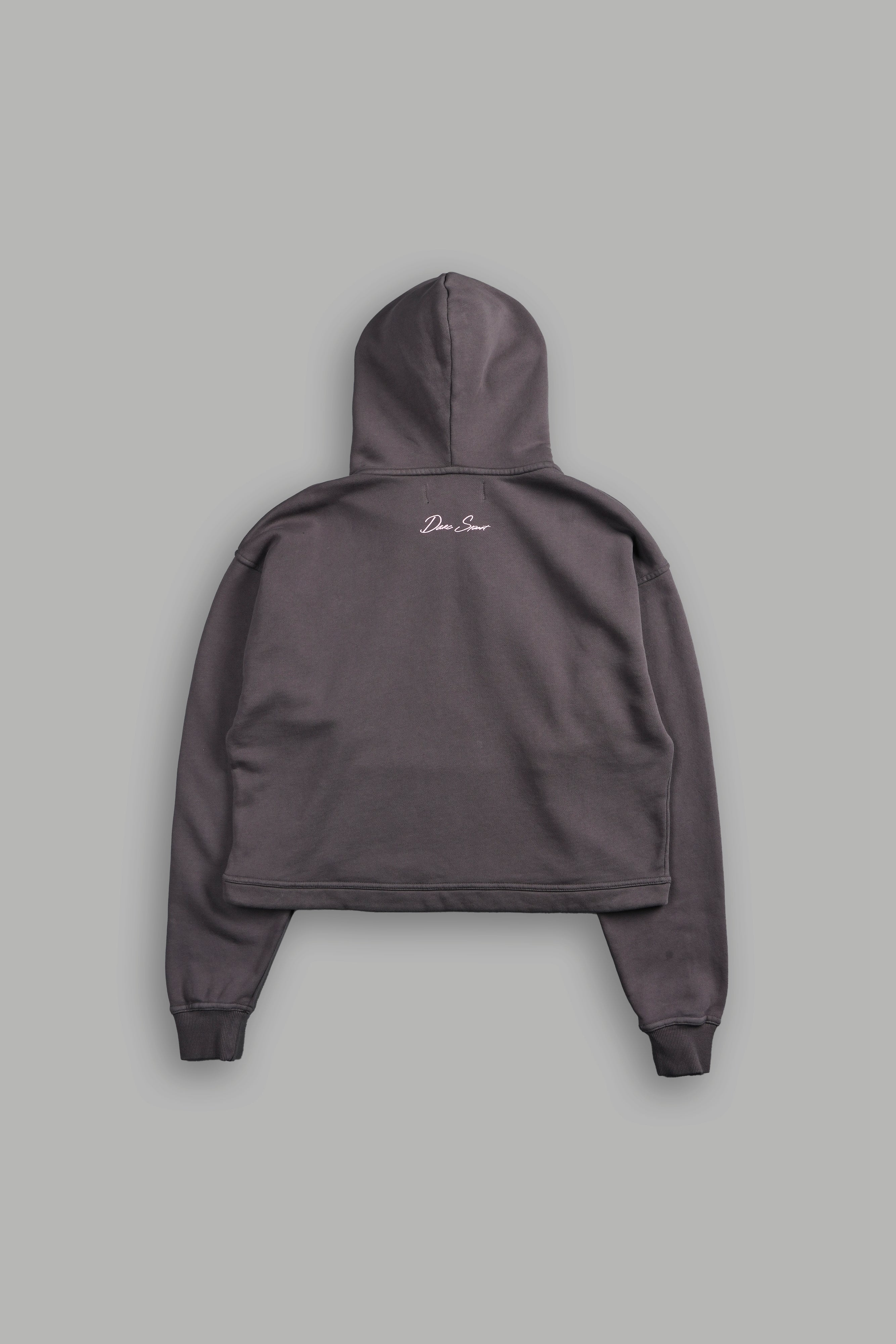 Everlasting Moth "Dempsey" (Cropped) Hoodie in Wolf Gray — imagem 4