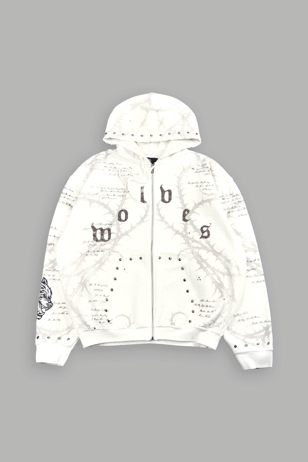 Thorns Frvr Grunge Moatis Zip Hoodie In Cream
