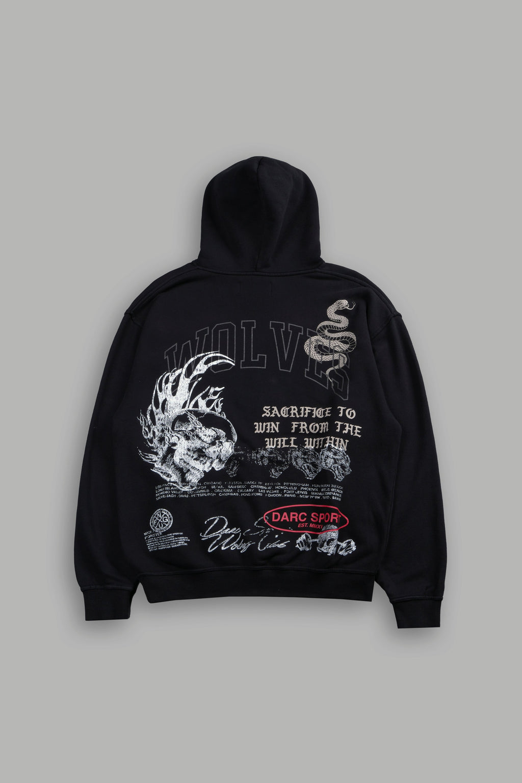 Flame Skull Pierce Hoodie in Black — imagem 1