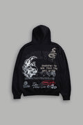 Flame Skull Pierce Hoodie in Black — imagem 1