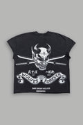 Steel Code Grunge Mid Length Raw Hem Cap Sleeve Tee in Black — imagem 1