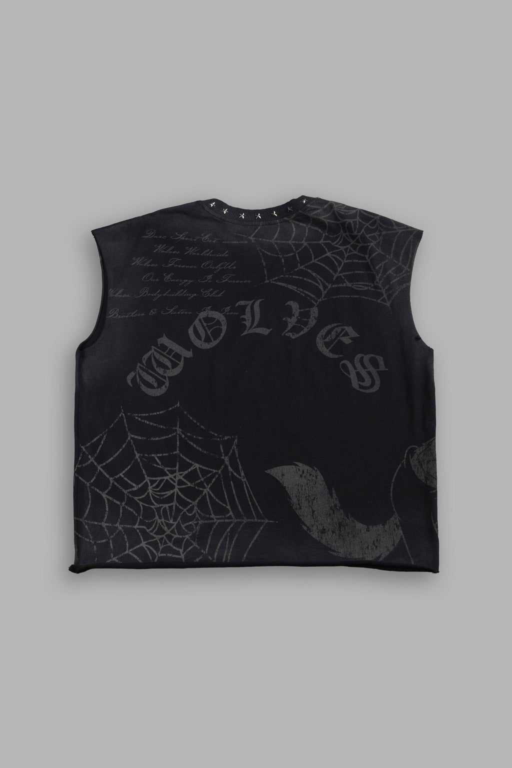 Big & Bad Distressed Grunge Mid Length Raw Hem Muscle Tee in Black Drift Wash