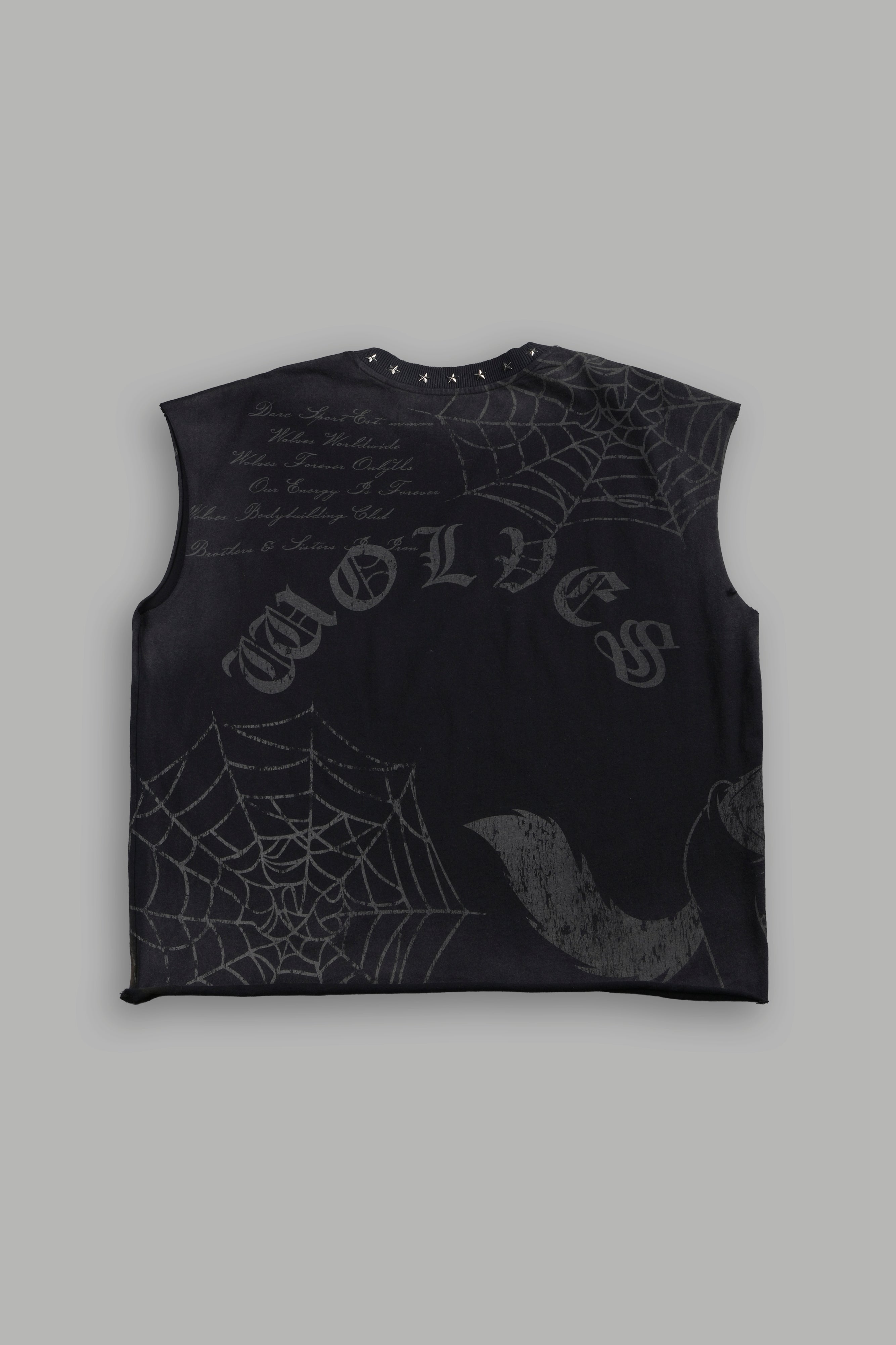 Big & Bad Distressed Grunge Mid Length Raw Hem Muscle Tee in Black Drift Wash