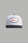 Wolves Cursive A Frame Snapback in White/Black Pinstripe — imagem 1