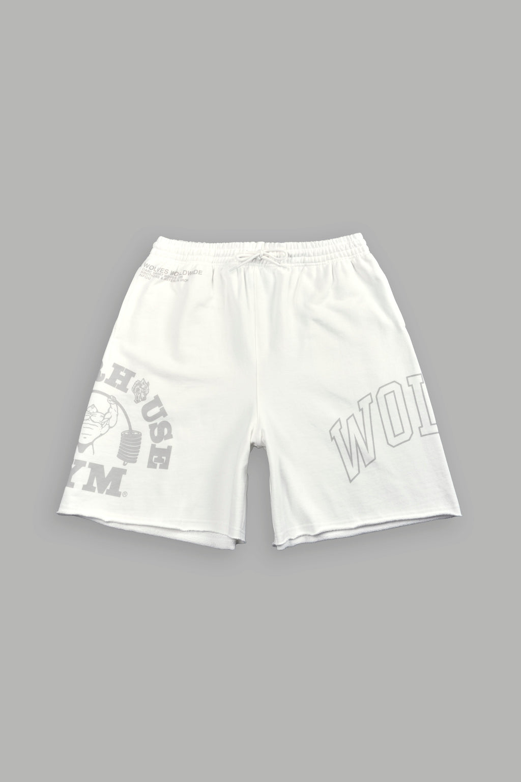 Powerhouse of the Wolves Grunge Brock Sweat Shorts in Cream — imagem 1