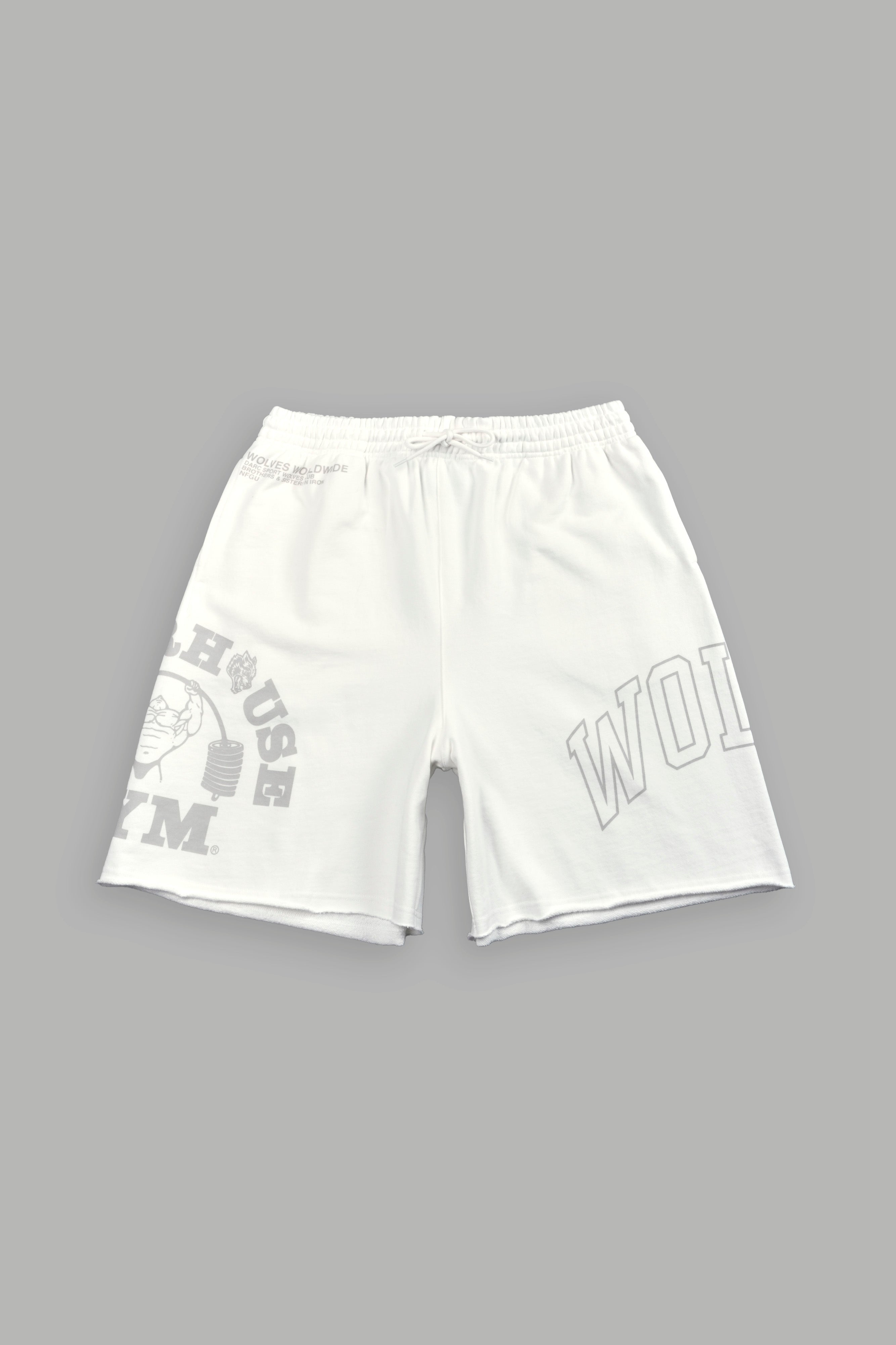 Powerhouse of the Wolves Grunge Brock Sweat Shorts in Cream — imagem 1
