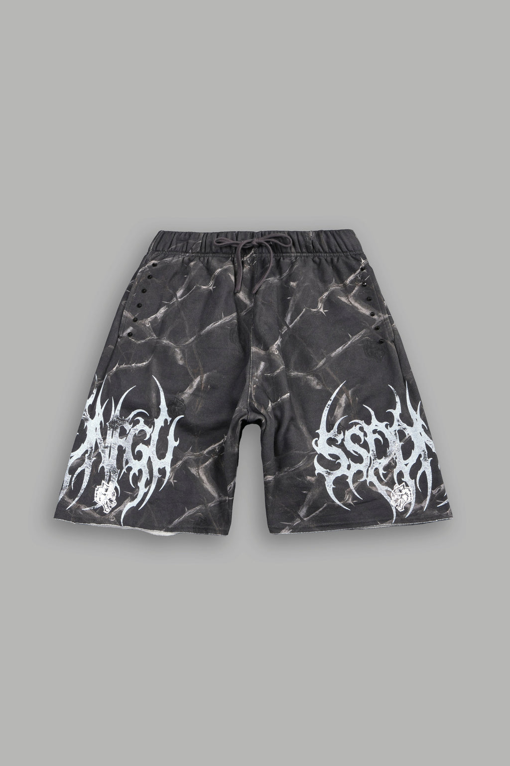 Ssddnfgu Raw Hem Oversized Post Lounge Sweat Shorts In Darc Thorns
