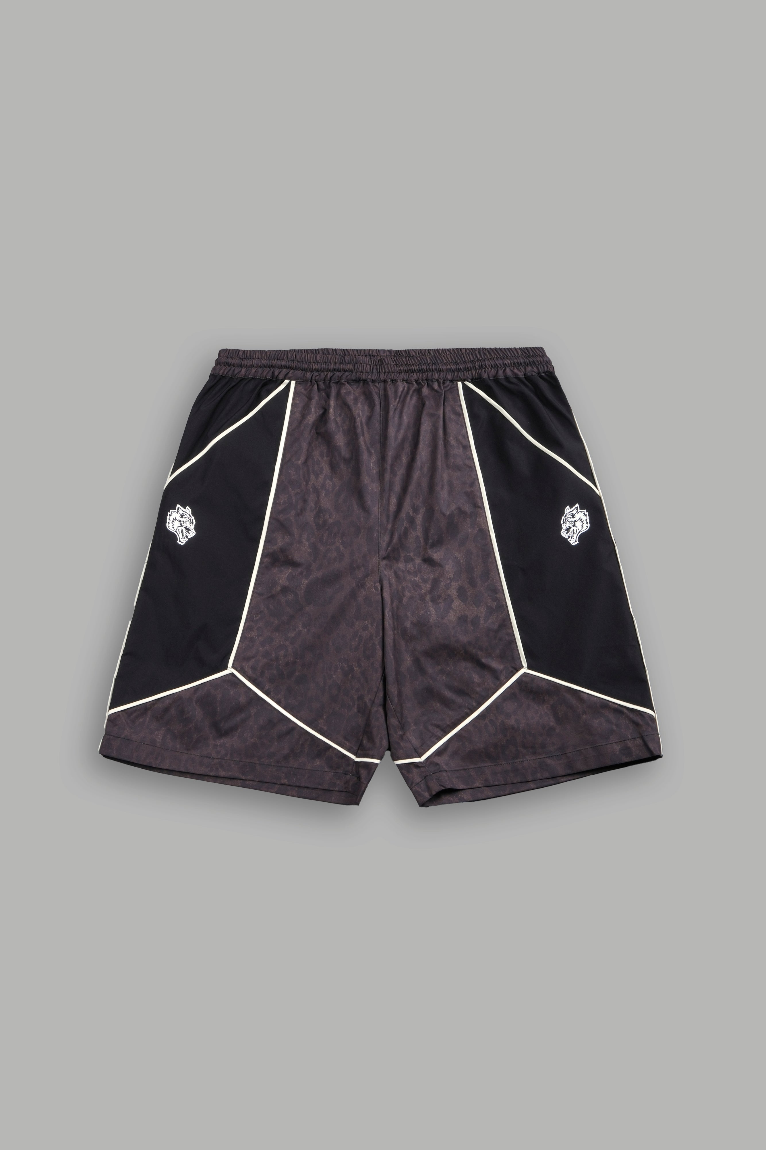 Dual Mens Quinn Track Short in Darc Brown Leopard