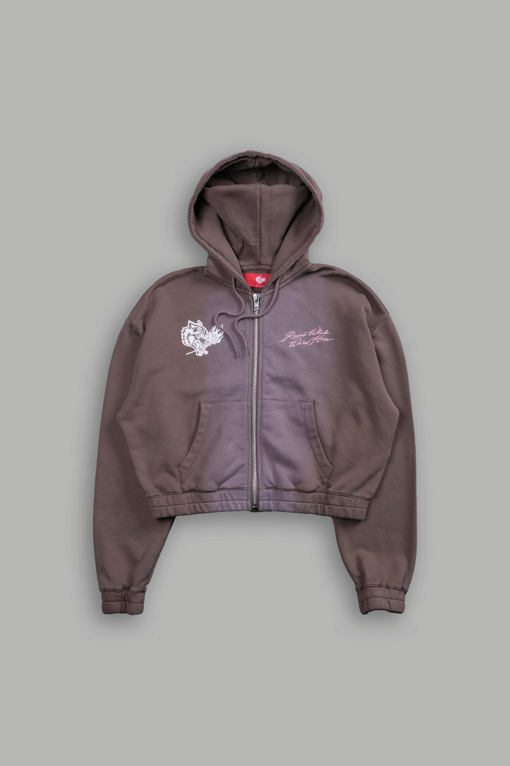 Roses While We're Here "Chambers" (Cropped) Zip Hoodie in Mojave Brown Sun Fade — imagem 5