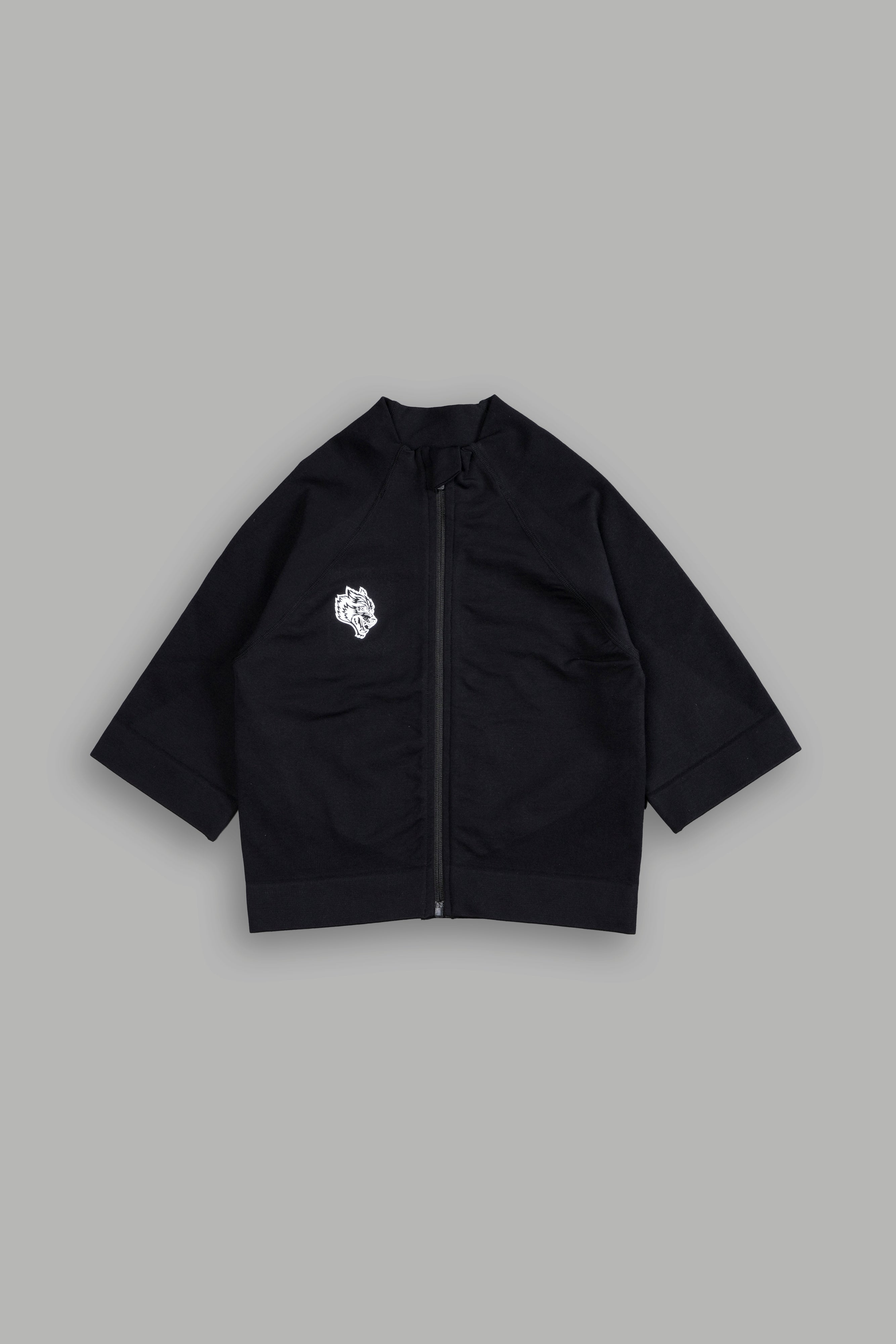 Single Wolf "Everson Seamless" Yasmin S/S Zip Top in Black — imagem 3