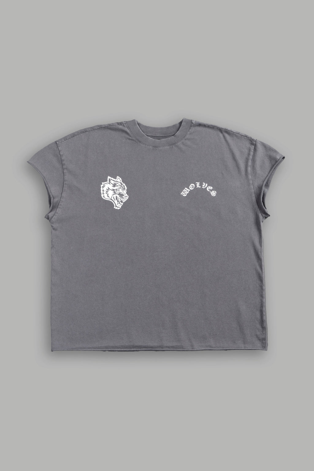 Steel Code Grunge Mid Length Raw Hem Cap Sleeve Tee in Slate Gray — imagem 3