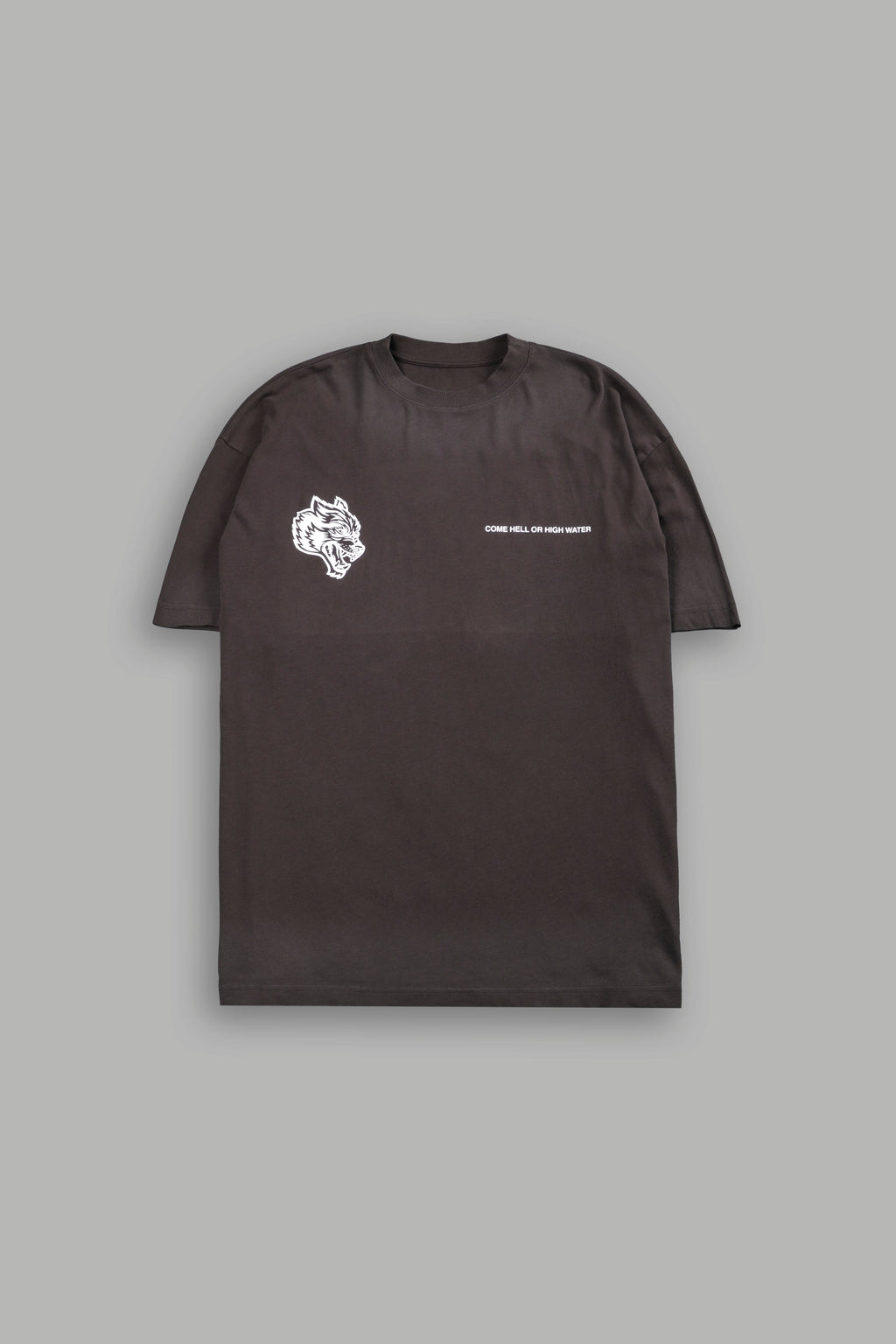 Come Hell Or High Water NFGU Premium Oversized Tee in Darc Brown Drift Wash — imagem 3