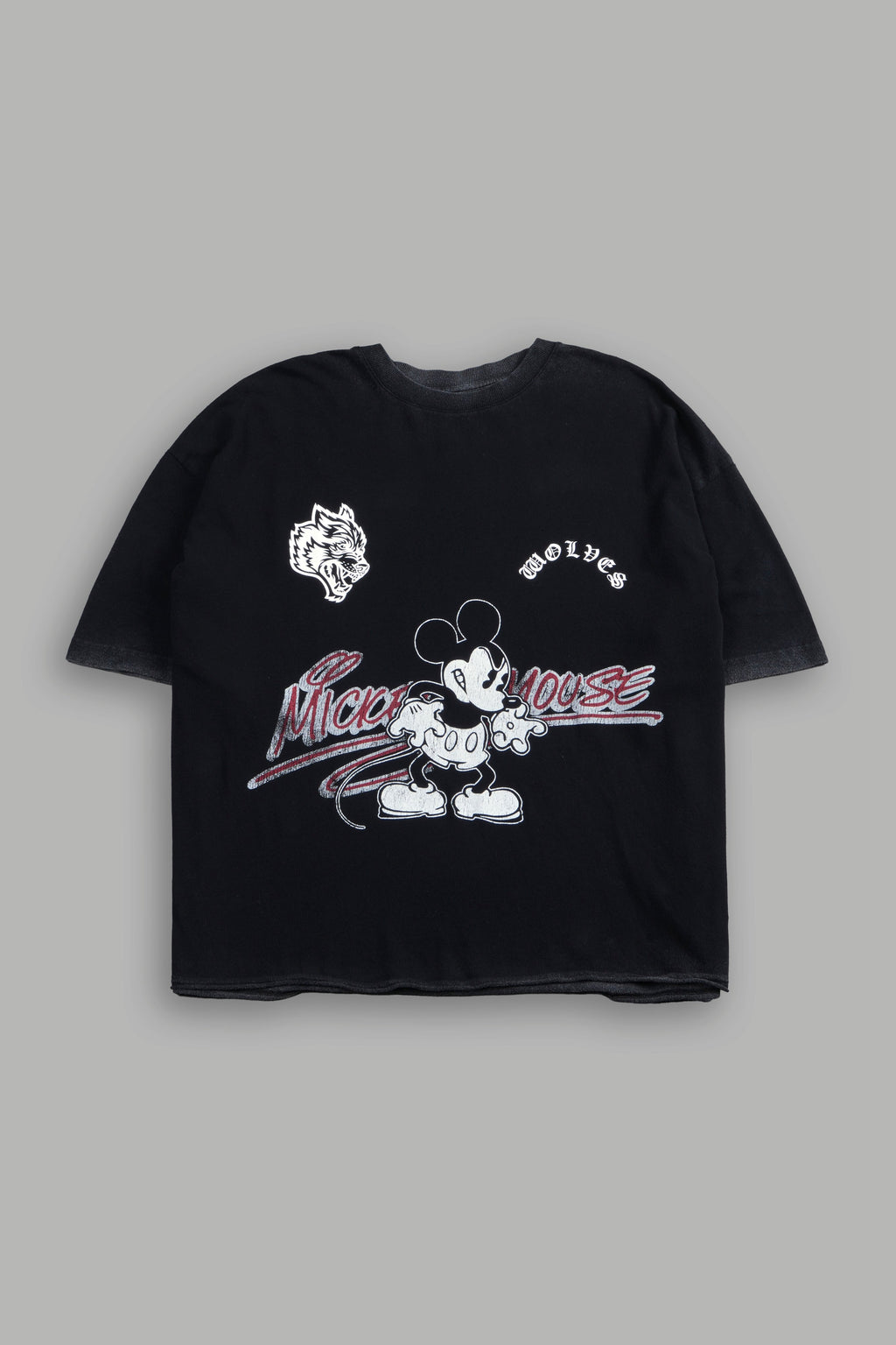 Mickey Chopper Premium Raw Hem Box Cut Tee in Black