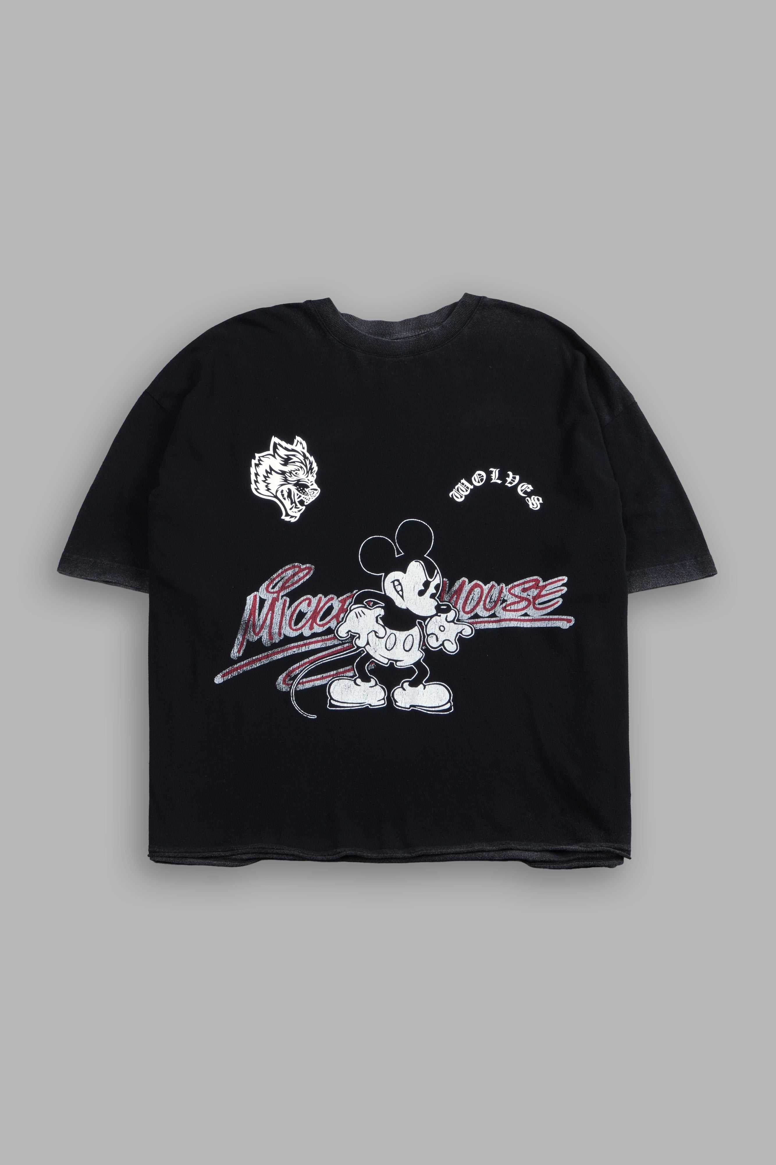 Mickey Chopper Premium Raw Hem Box Cut Tee in Black