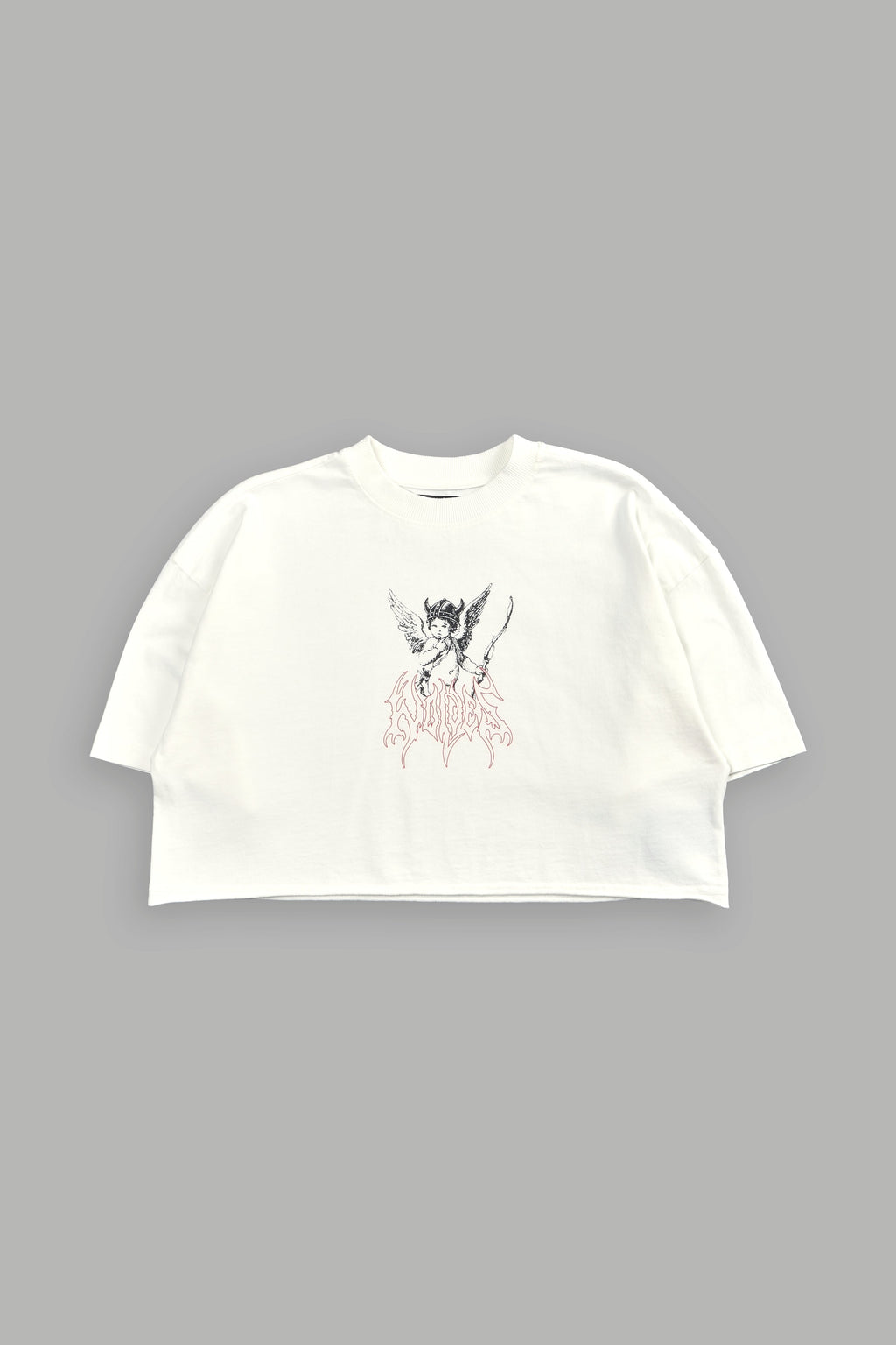 Viking Cherub "Grunge" Oversized (Cropped) Tee in Cream — imagem 5