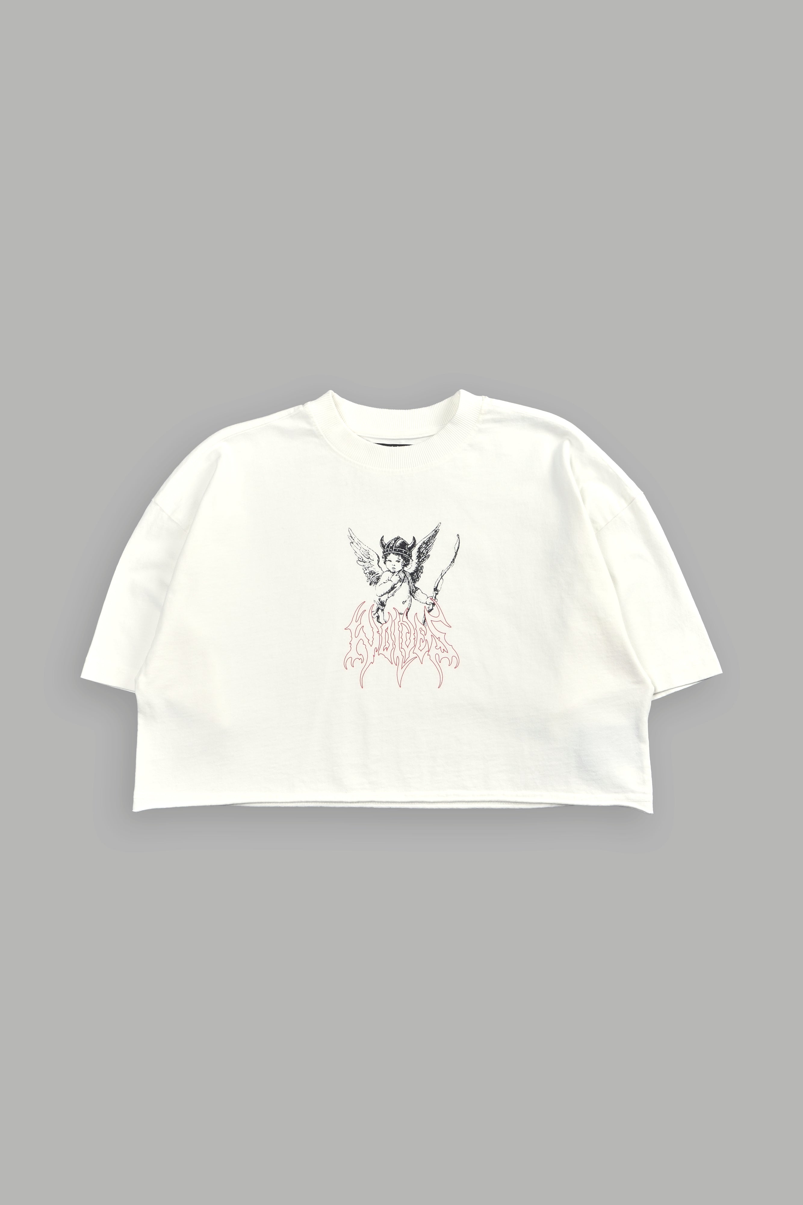 Viking Cherub "Grunge" Oversized (Cropped) Tee in Cream — imagem 5