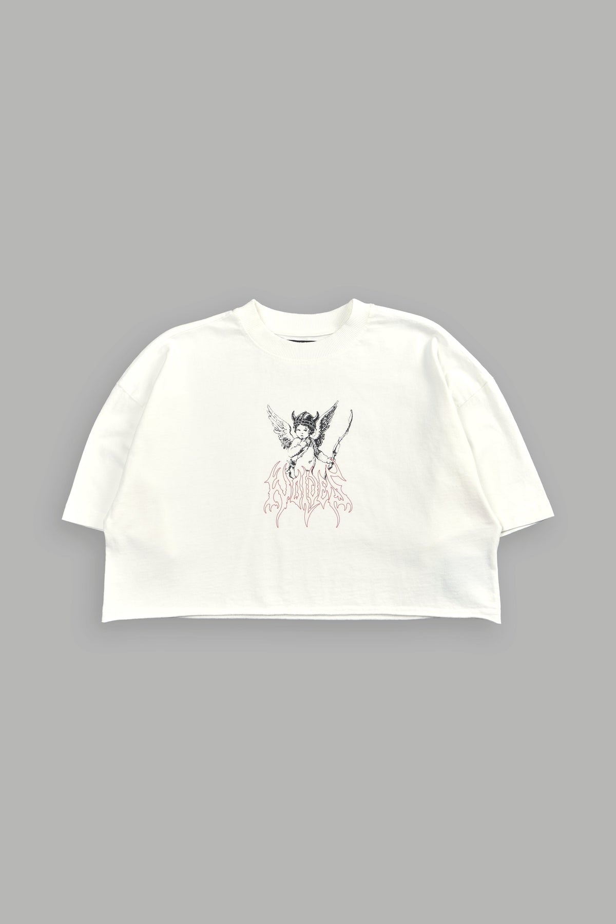 Viking Cherub "Grunge" Oversized (Cropped) Tee in Cream - imagem 5