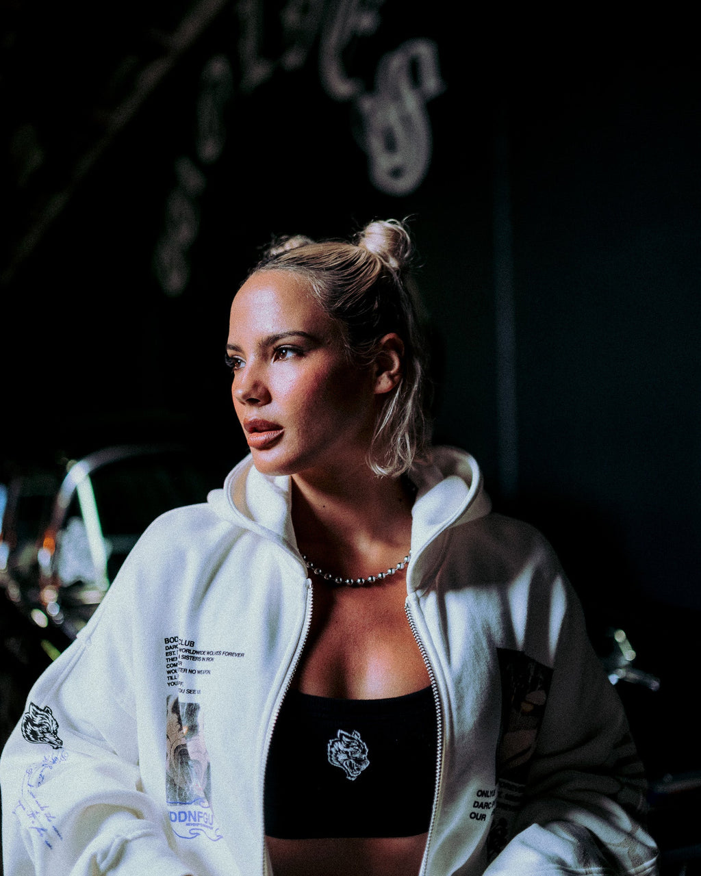 Hanma Legacy Darco Double Zip Hoodie in Cream — imagem 4