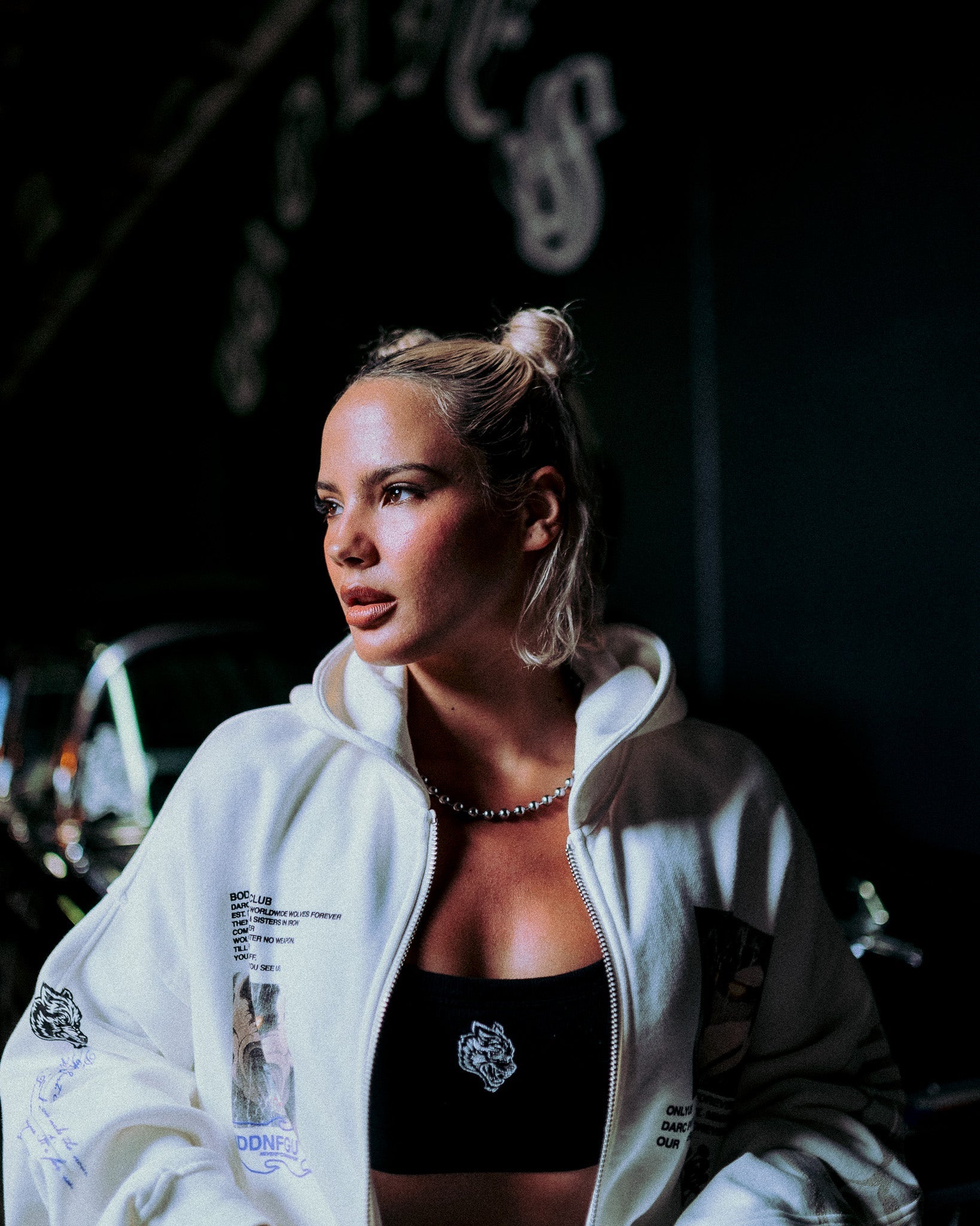 Hanma Legacy Darco Double Zip Hoodie in Cream — imagem 4