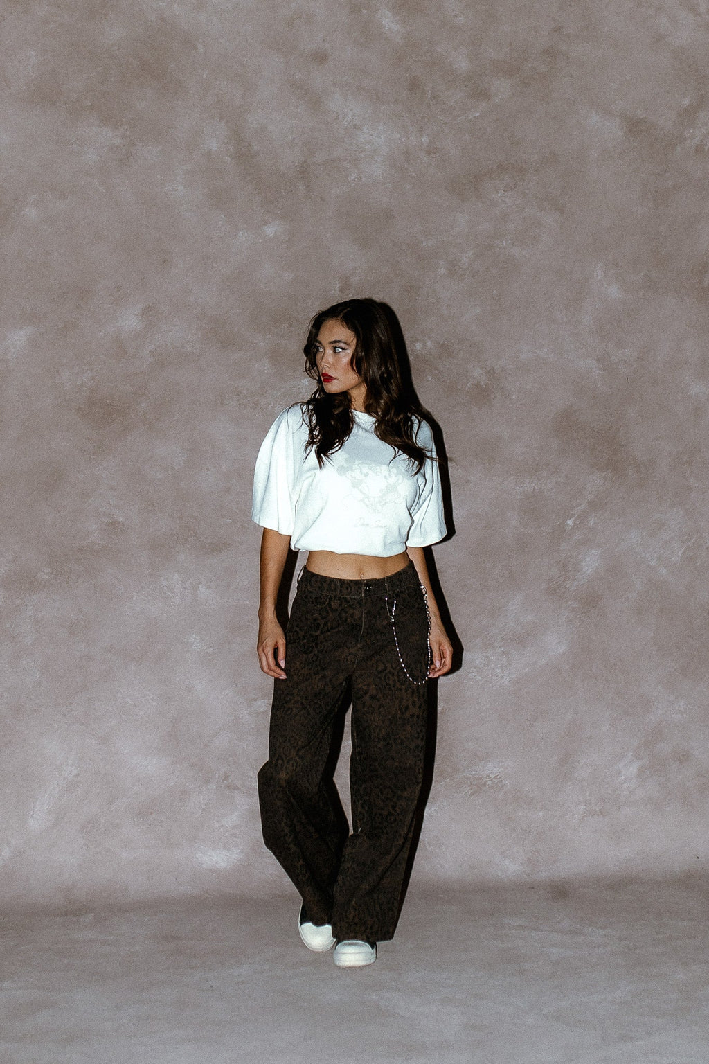 Wolves Chopper Wide Leg Carpenter Pant in Darc Brown Leopard