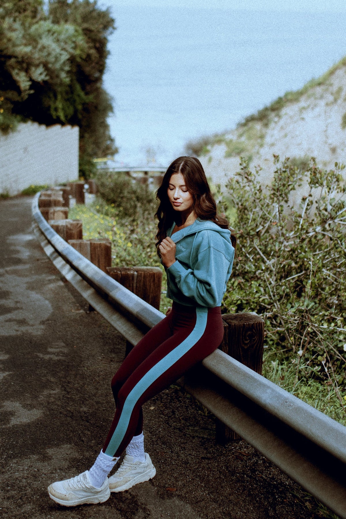 Wolf "Celine" Stripe Energy Leggings in Fig/Dusty Turquoise — imagem 5