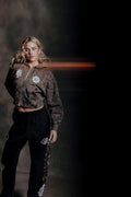 Wolf Iron Cross "Sage" Cropped Zip Hoodie in Celeritas Morte - imagem 1