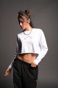 Sakura Pyramid Premium Cropped Ls Tee In White
