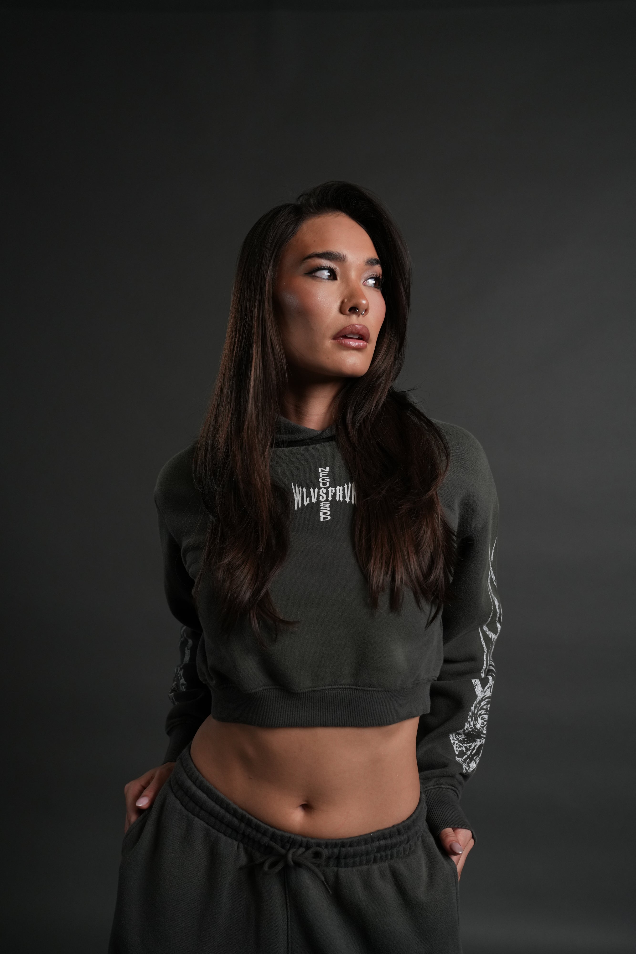 Finite Flame "Rose" She Hoodie in Wolf Gray Drift Wash — imagem 1