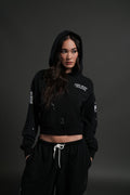Darc Sport Athletics Owen Cropped Hoodie in Black Drift Wash — imagem 1