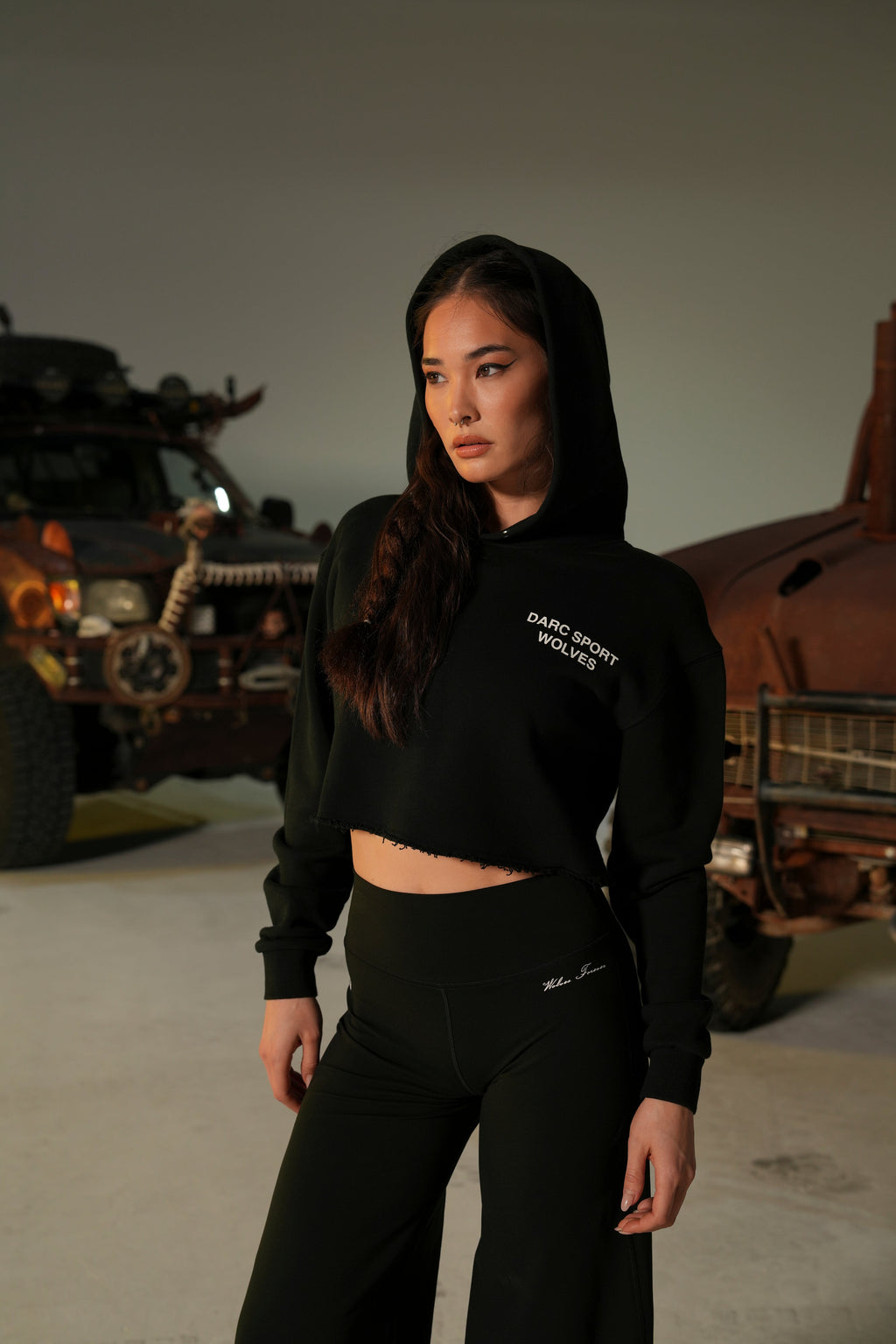 Darc Sport Wolves "Pierce" (Cropped) Hoodie in Black — imagem 1